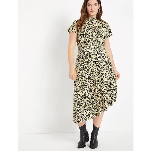 Eloquii Dresses & Skirts - NWT Eloquii Cowl Neck Asymmetrical Hem Midi Dress Size 16